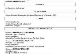 Eu vou fazer seu Currículo