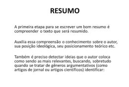 Eu vou fazer um resumo do seu texto