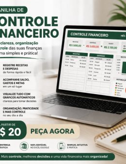 Eu vou fazer sua planilha de controle financeiro