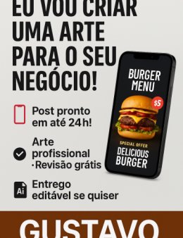 Eu vou criar artes criativas e rápidas para você (em até 24h)!