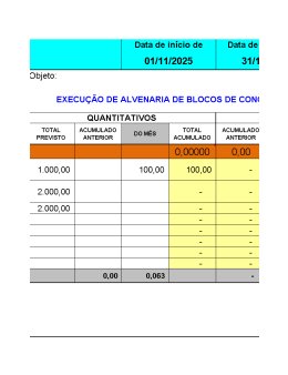 Eu vou fazer tua planilha de medição personal