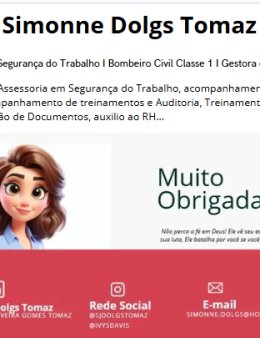 Eu vou Ser sua consultora em Seg. do trabalho