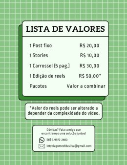 Eu vou fazer seus posts do instagram e mais!