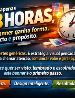 Em apenas 48 horas, seu banner ganha forma, impacto e propósito.