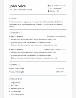 Eu vou organizar seu currículo profissional