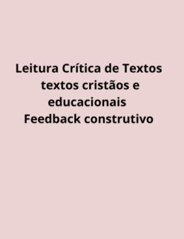 Eu vou   ler criticamente e oferecer feedback