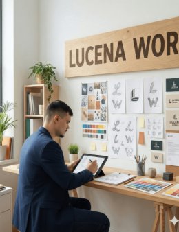 Eu vou criar o logotipo profissional da sua marca.