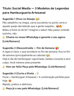 Eu vou criar 5 legendas profissionais para o seu Instagram ou Facebook