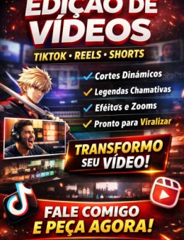 Eu vou editar seus vídeos para TikTok, Reels e shorts