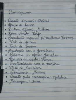 Eu vou copia do papel pro digital organizar