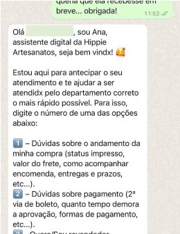 Eu vou  mensagens prontas para atendiment