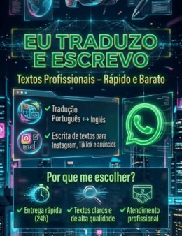 Eu vou traduzir e escrever textos.