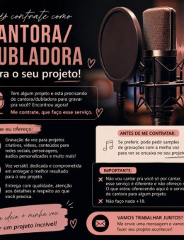 Eu vou ser a cantora/dubladora q vc precisa