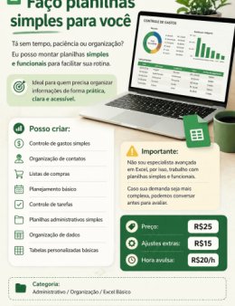 Eu vou criar planilhas simples para você