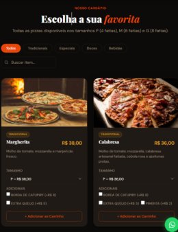 Eu vou criar o cardápio online da sua Pizzaria