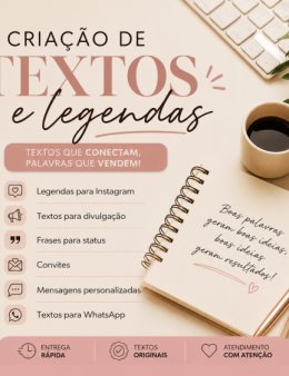 Eu vou criar textos e legendas para redes soc