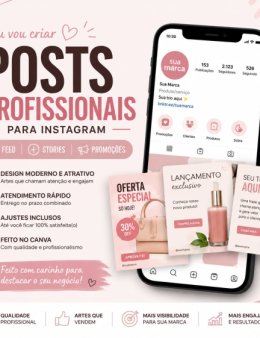 Eu vou criar posts profissionais p/ instagram