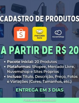 Eu vou Cadastrar 20 produtos na sua loja