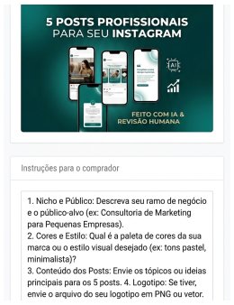 Eu vou criar 5 posts profissionais para Instagram