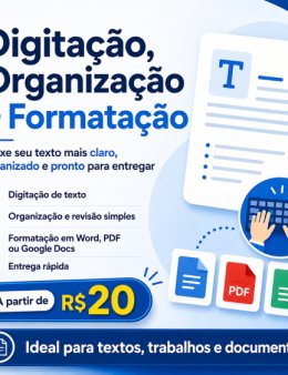 Eu vou digitar organizar e formatar seu texto