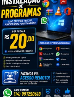 Eu vou Instalar Programas em seu computador