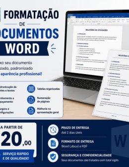 Eu vou formatar e organizar seu doc no WORD